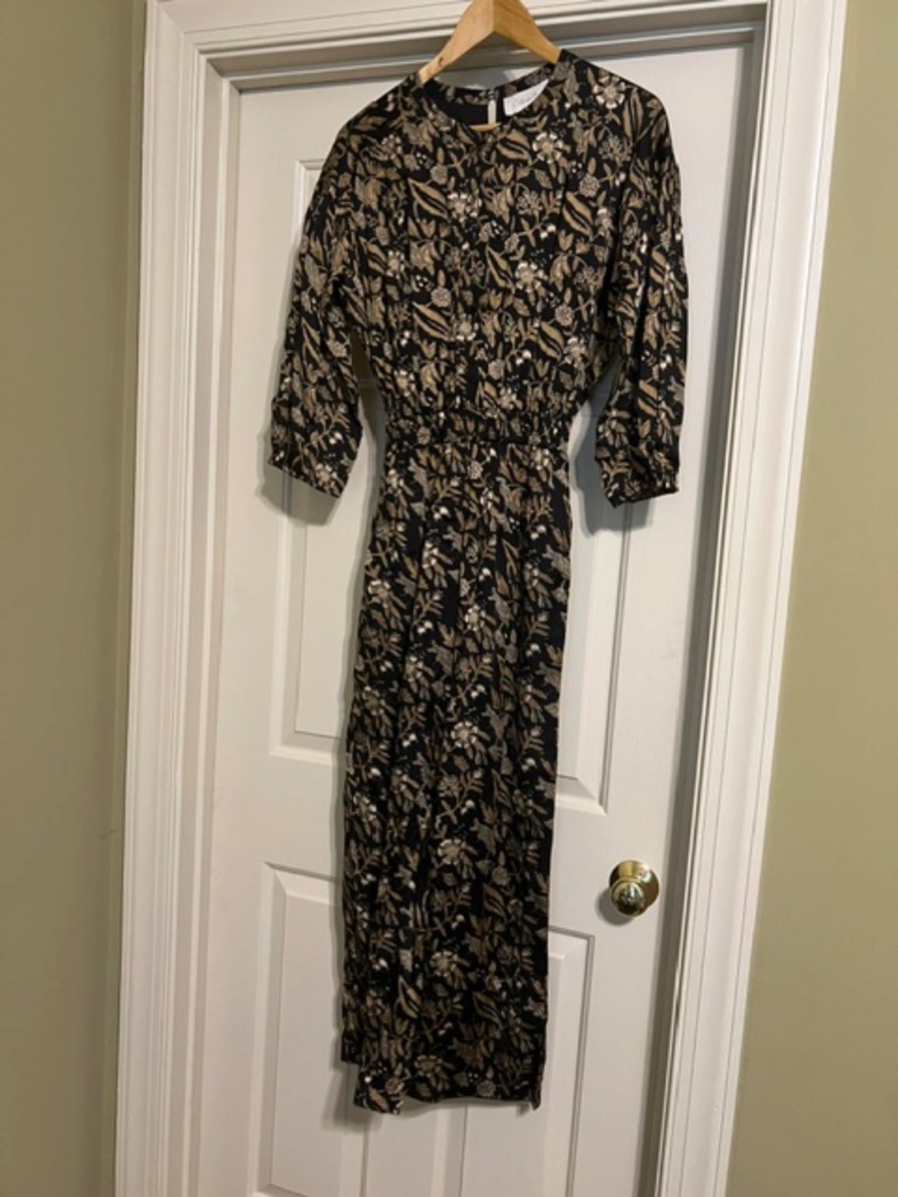 Anthropologie Cleobella Black Brown Floral Jumpsuit Size Small
